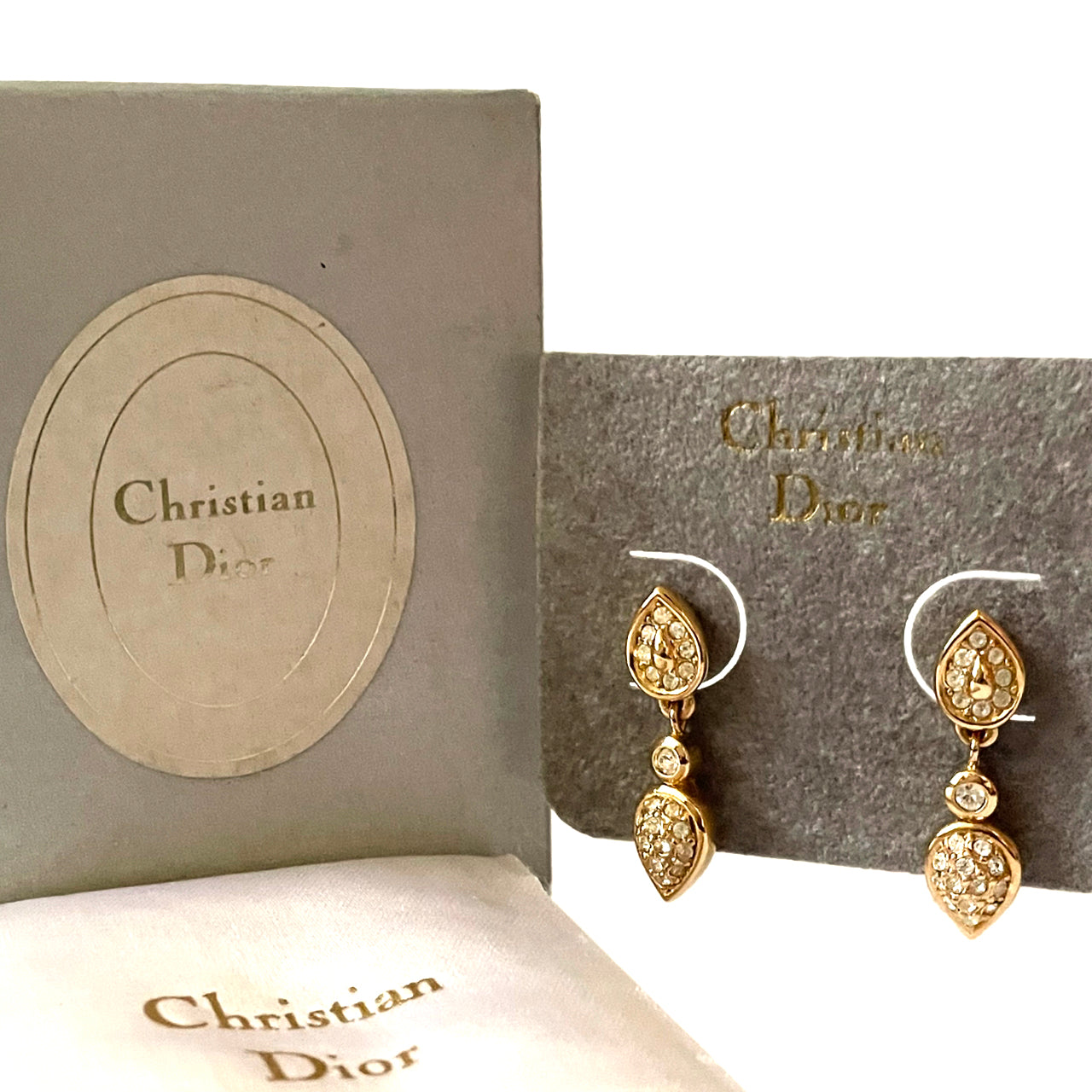 Christian Dior ラインストーン ゴールド ヴィンテージピアス