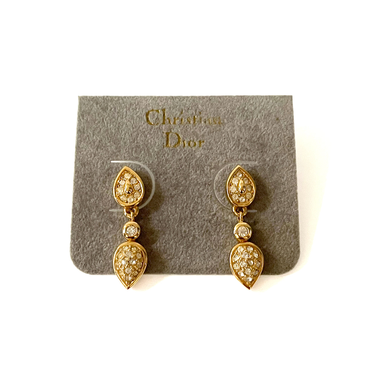 Christian Dior ラインストーン ゴールド ヴィンテージピアス
