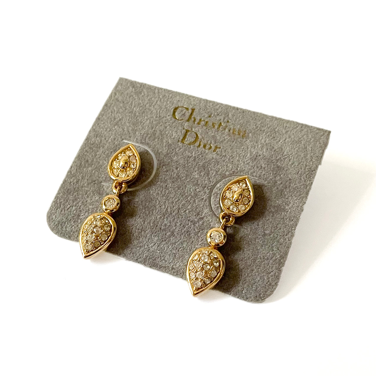 Christian Dior ラインストーン ゴールド ヴィンテージピアス