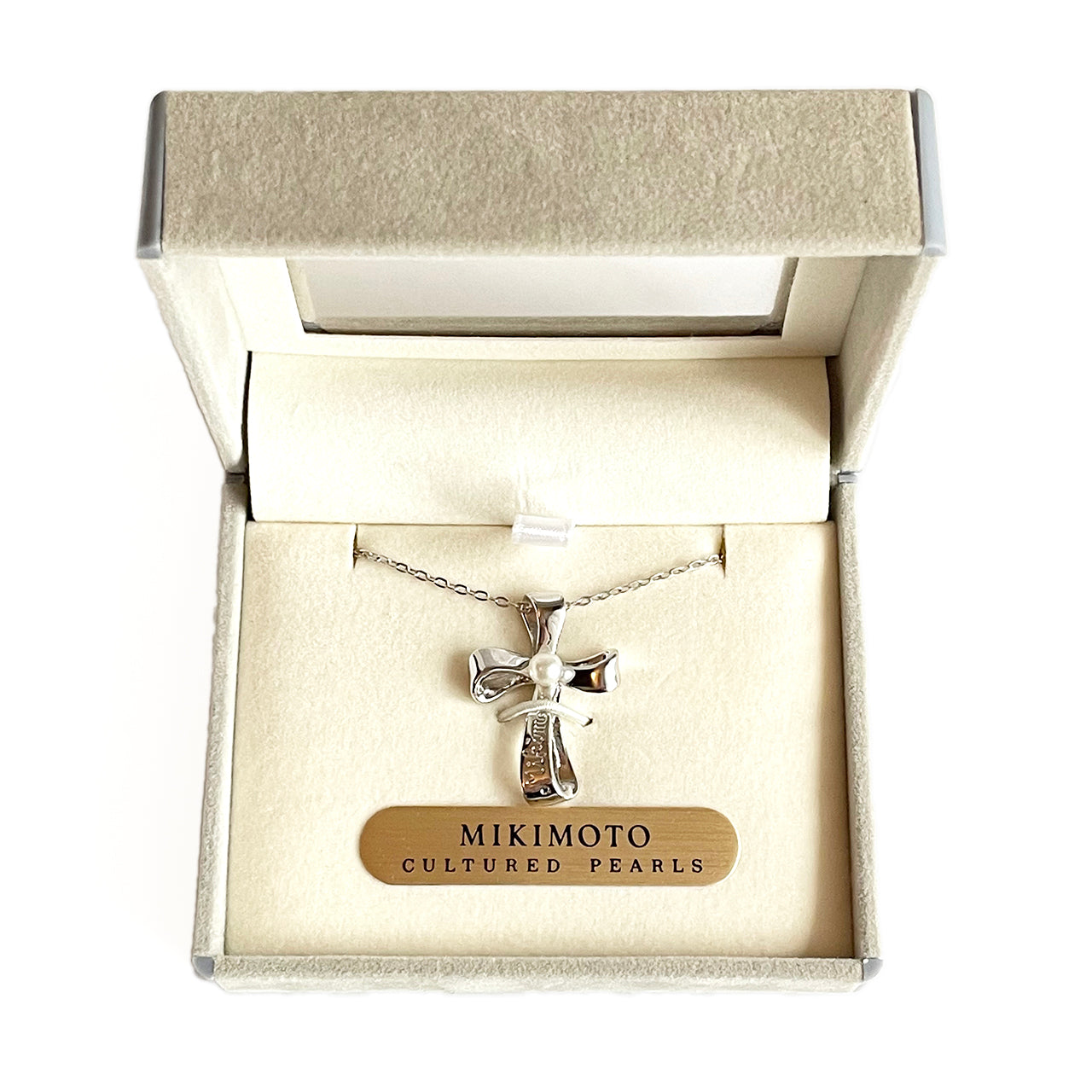 MIKIMOTO クロス シルバー パール ネックレス