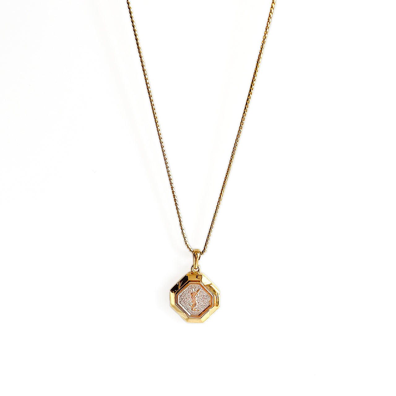 YVES SAINT LAURENT ロゴプレートネックレス
