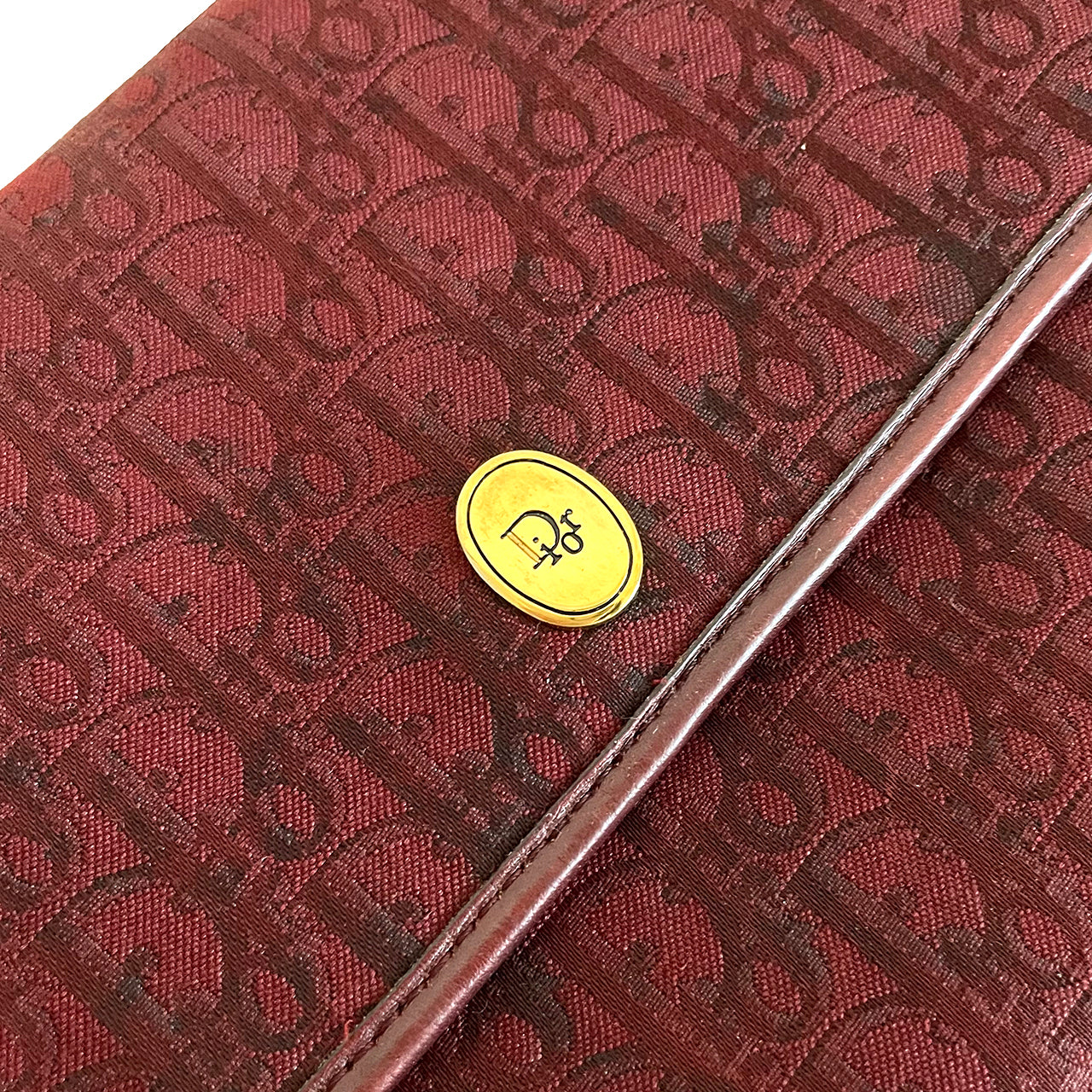 Christian Dior トロッターパターンロゴプレート チェーンバッグ ボルドー