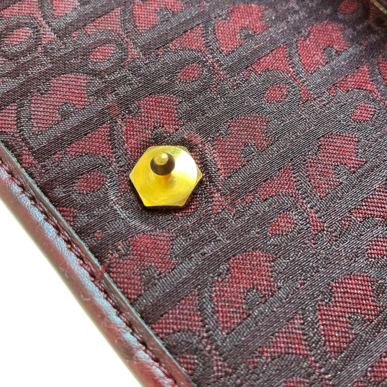 Christian Dior トロッターパターンロゴプレート チェーンバッグ ボルドー